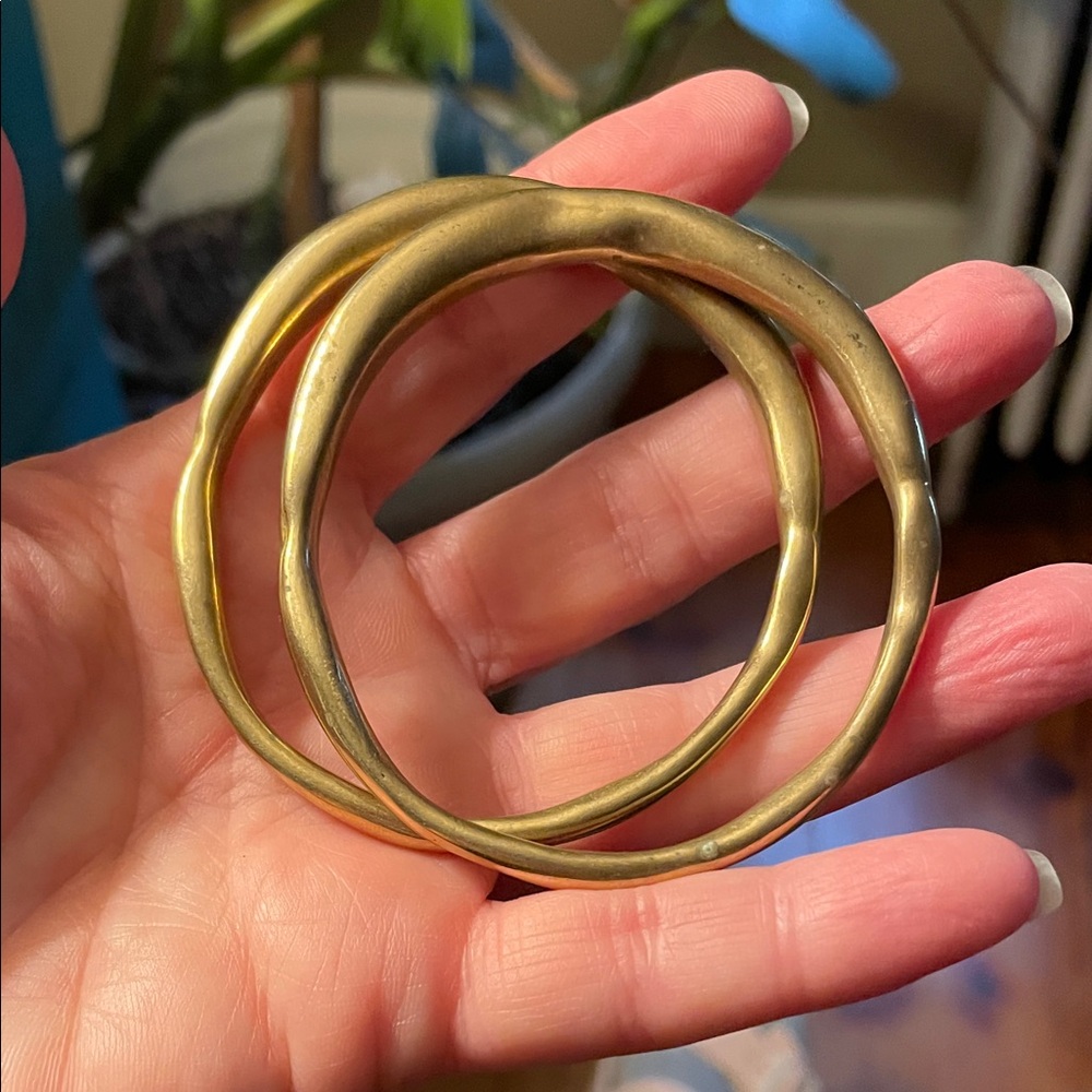 Heavy brass solid bangles from cashmere cactus
